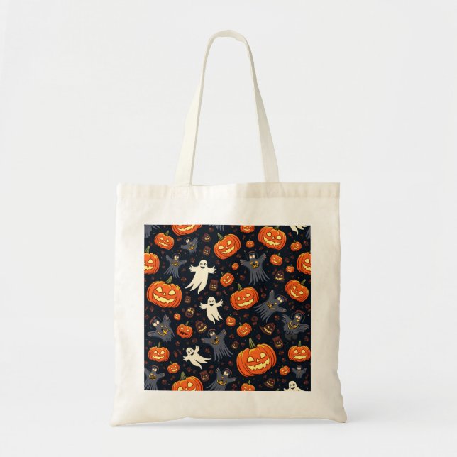 Tote Bag Motif d'horreur d'Halloween coloré |Bonne Hallowee (Devant)