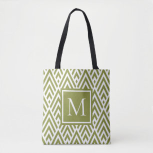 Tote Bag Motif diamant tendance Monogramme vert olive