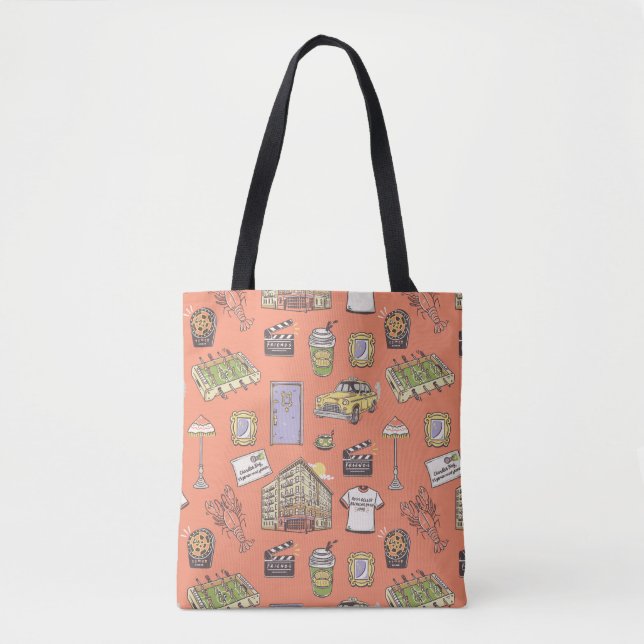 Tote Bag Motif d'icônes colorées AMIS™ (Devant)