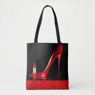 Tote Bag Motif d'impression en rouge à lèvres à talon é