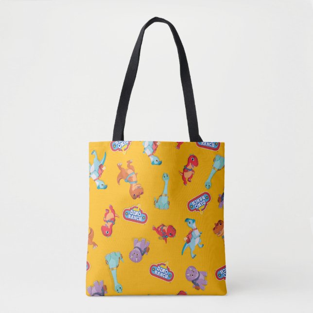 Tote Bag Motif Dino Ranch sur Jaune (Devant)