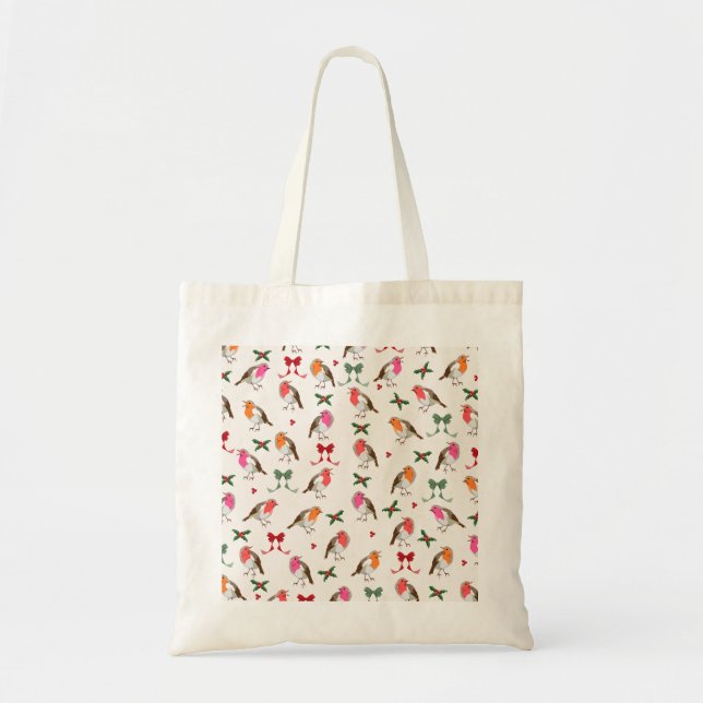 Tote Bag Motif d'oiseau rouge de Noël (Devant)