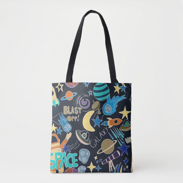 Tote Bag Motif Doodle de l'espace extra-atmosphérique (Devant)
