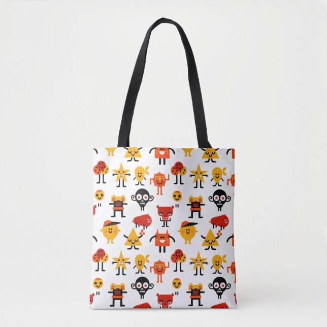 Tote Bag Motif drôle de monstres (Devant)