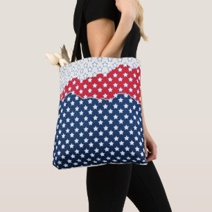 Tote Bag Motif du drapeau américain Red White & Blue Stars