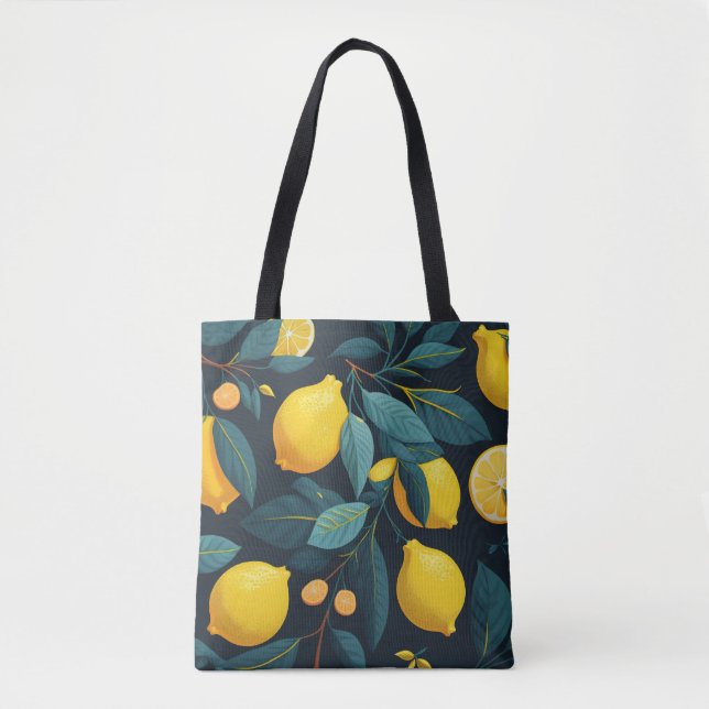 Tote Bag Motif du jardin de citron. Agrumes tropicaux jaune (Devant)
