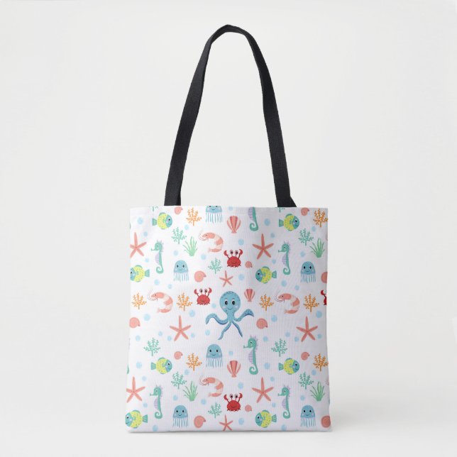 Tote Bag Motif du monde marin (Devant)