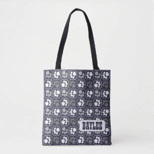 Tote Bag Motif Empreinte de patte avec nom