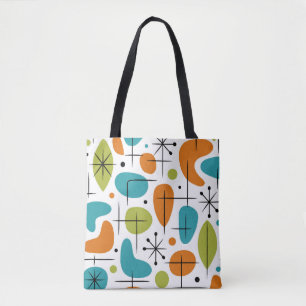 Tote Bag Motif en étoile éclatée de style Mid Century Moder