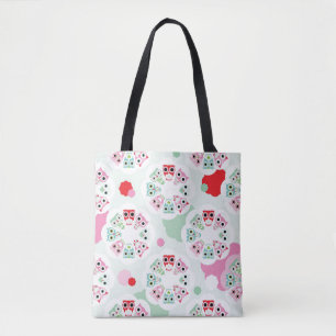 Tote Bag motif en pastel d'arrière - plan de hibou de fleur