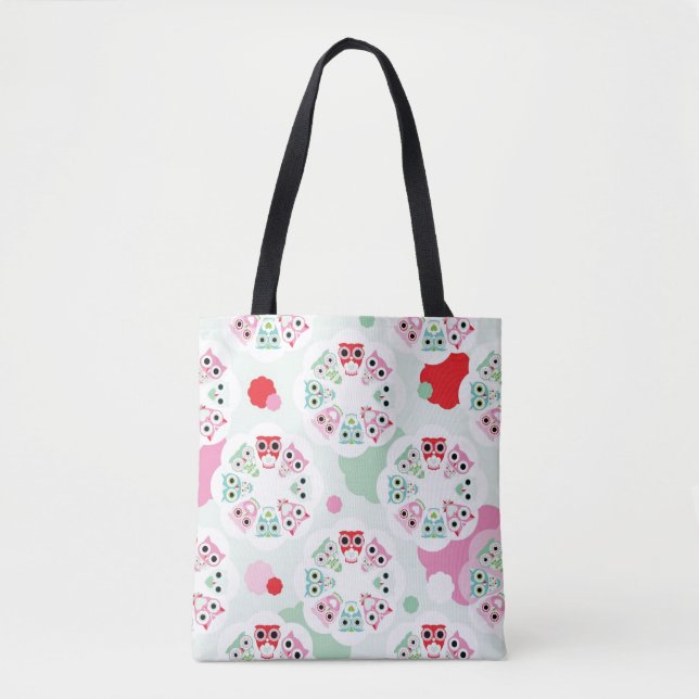 Tote Bag motif en pastel d'arrière - plan de hibou de fleur (Devant)