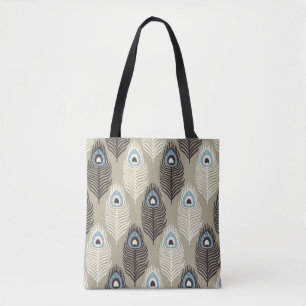 Tote Bag Motif en plumes de paon, style vintage.
