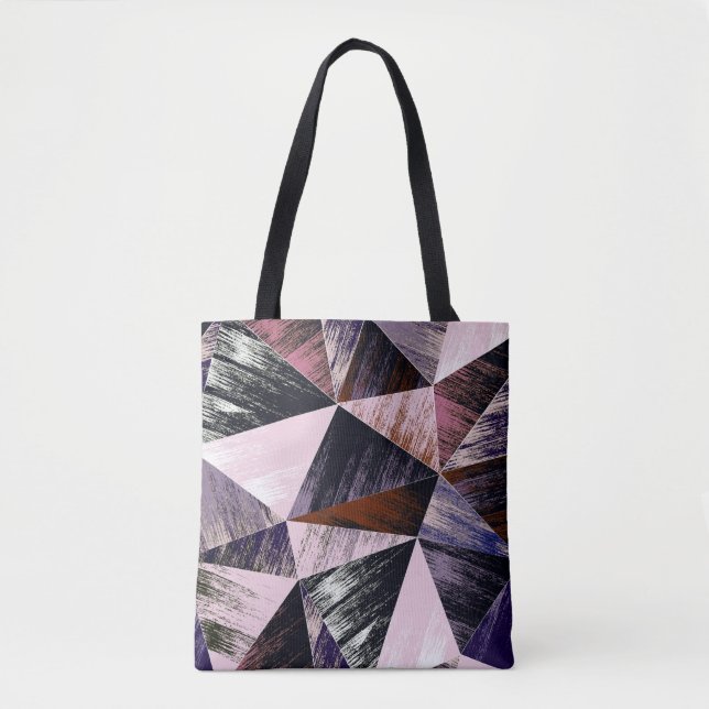 Tote Bag Motif en polygone abstrait sans couture. Bleu, ros (Devant)