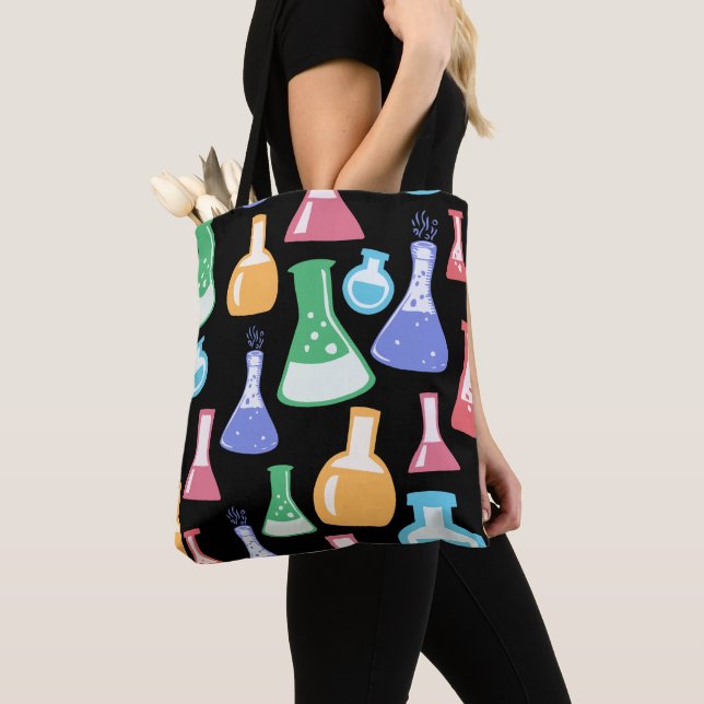 Tote Bag Motif en sciences colorées / chimie (De près)