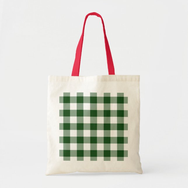 Tote Bag Motif En vichy vert et blanc (Devant)
