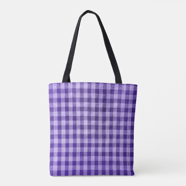 Tote Bag motif en vichy violet (Dos)