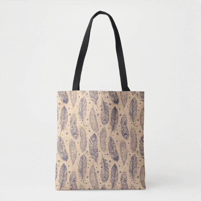 Tote Bag Motif ethnique d'ensemble de plume (Devant)
