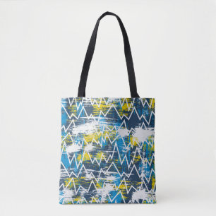 Tote Bag Motif ethnique sans couture. Motif de Zigzag. Scri