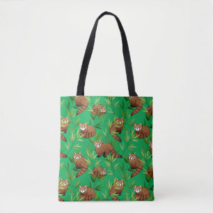 Tote Bag Motif Feuille Red Panda & Bamboo