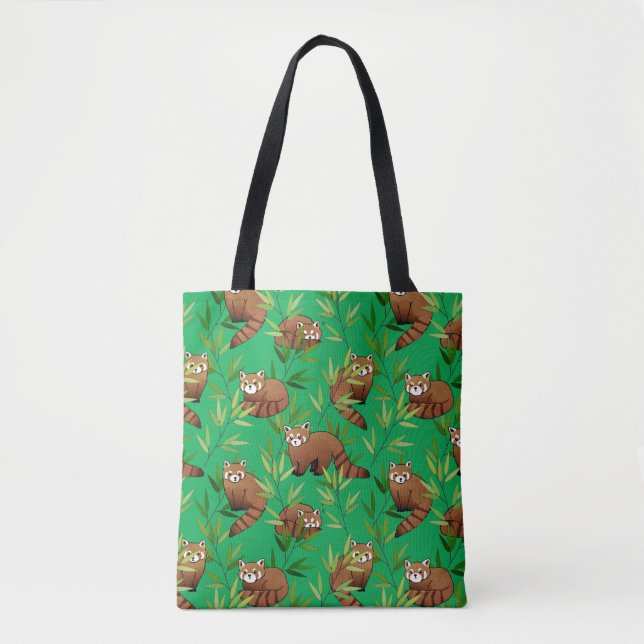 Tote Bag Motif Feuille Red Panda & Bamboo (Devant)