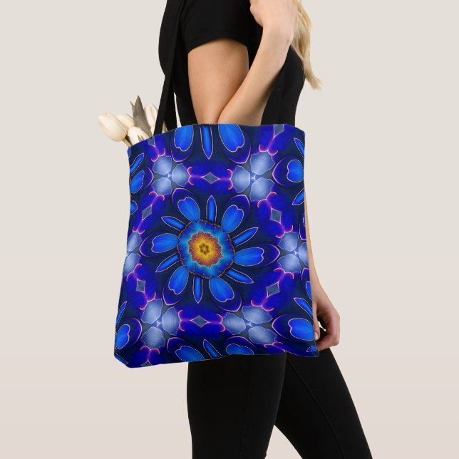 Tote Bag Motif Fleurs bleues Abstraites (De près)