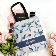 Motif Floral bleu classique tendance