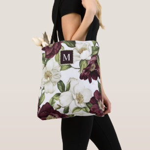 Tote Bag Motif Floral Bourgogne Monogramme Apron