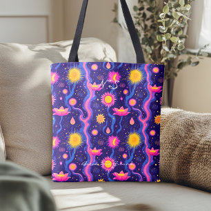 Tote Bag Motif floral cosmique – Art botanique céleste