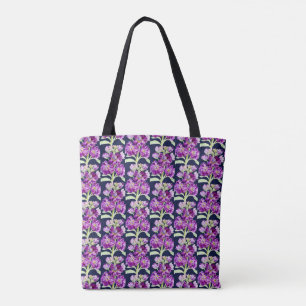 Tote Bag Motif floral de fleurs d'aquarelle violette stock