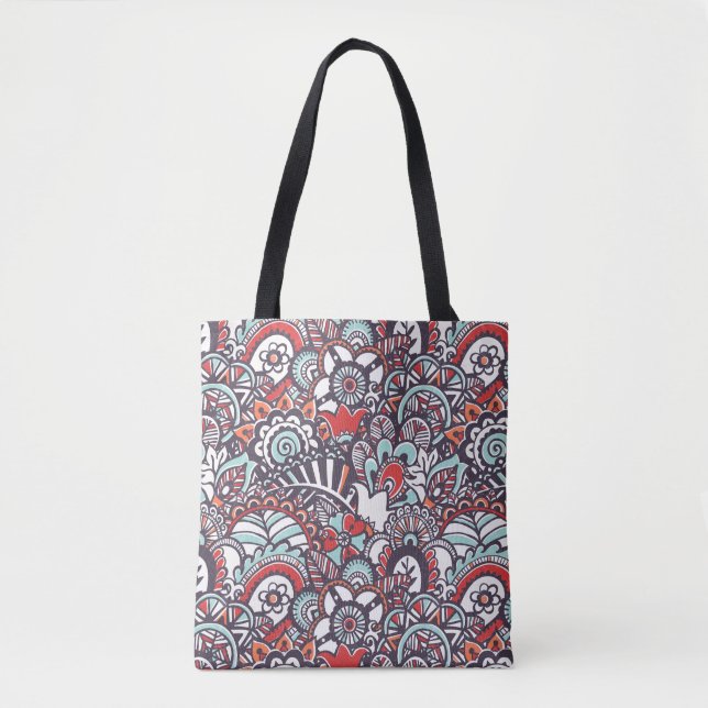 Tote Bag Motif floral de griffonnage de Paisley (Devant)