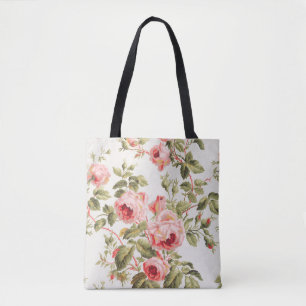 Tote Bag Motif floral de roses roses vintage