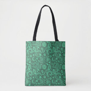Tote Bag Motif floral et paisley de style boho en batik ver