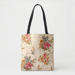 Tote Bag Motif floral incomparable avec fleurs et crème ba