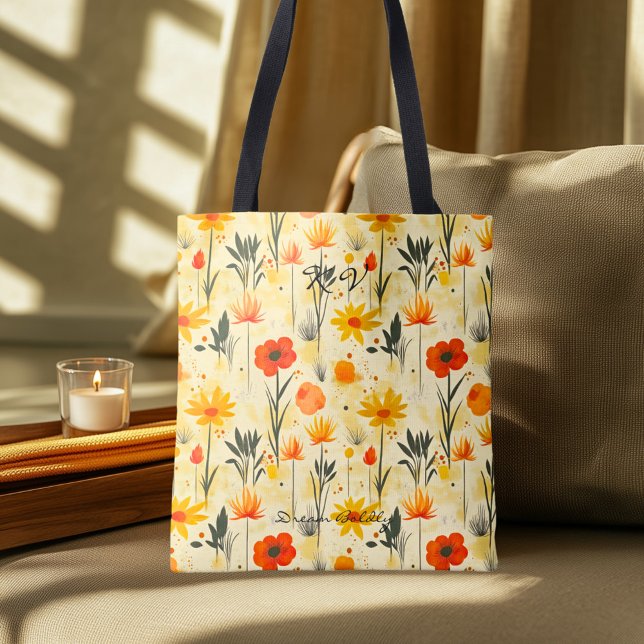 Tote Bag Motif floral léger – Fleur botanique fraîche (Créateur téléchargé)