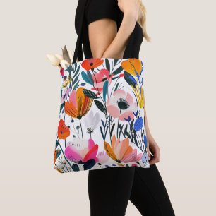 Tote Bag Motif floral moderne vibrant Botanique colorée
