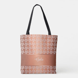 Tote Bag motif floral. monogramme