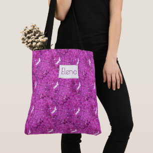 Tote Bag Motif floral pourpre. Nom