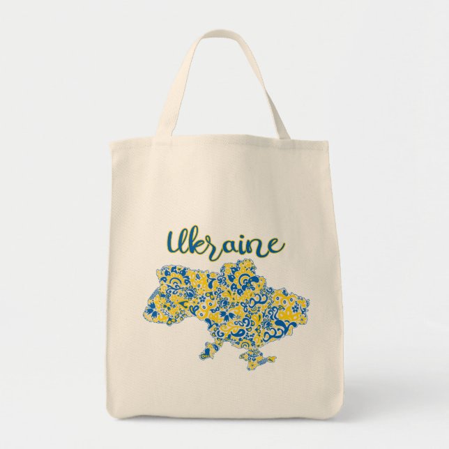Tote Bag Motif folklorique et typographie ukrainienne (Devant)