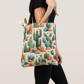 Tote Bag Motif géométrique de cactus de désert Flore mignon