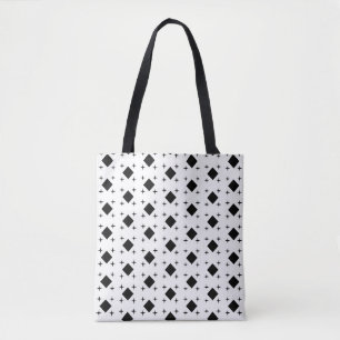 Tote Bag Motif géométrique de diamant noir et étoiles sur f