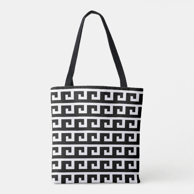 Tote Bag Motif géométrique élégant noir et blanc (Dos)