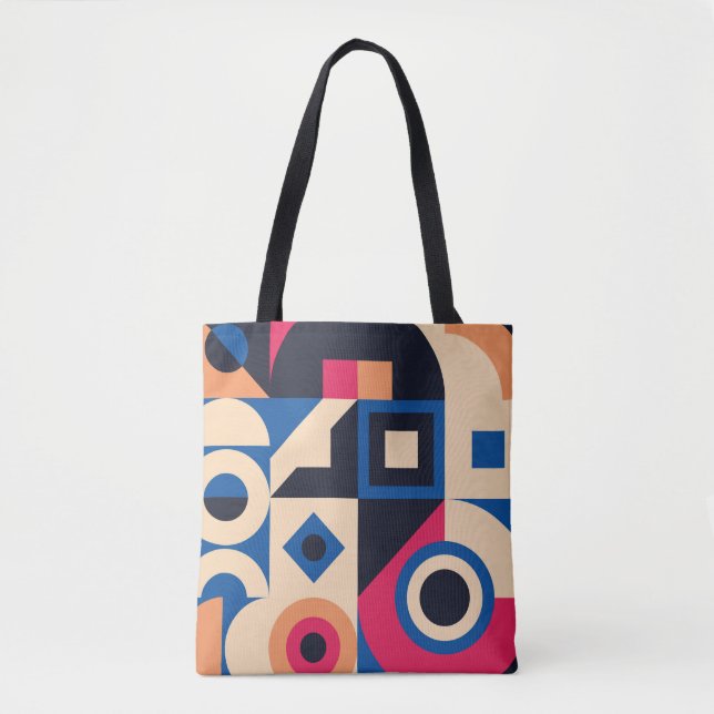 Tote Bag motif géométrique en cercle coloré (Devant)