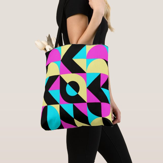 Tote Bag Motif géométrique inspiré du Bauhaus (De près)