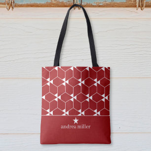Tote Bag Motif géométrique moderne avec étoile Monogram
