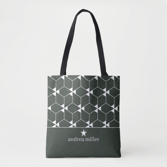 Tote Bag Motif géométrique moderne avec étoile Monogram (Devant)