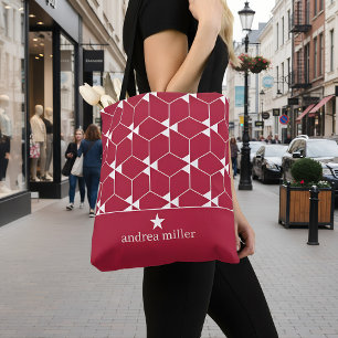 Tote Bag Motif géométrique moderne avec monogramme étoile