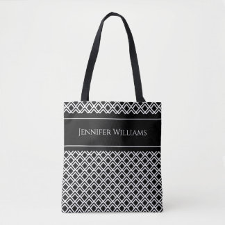 Tote Bag Motif géométrique moderne noir et blanc