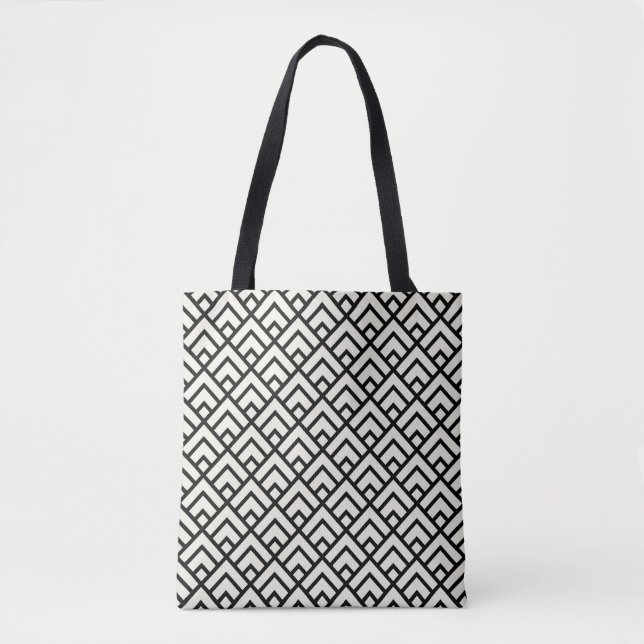 Tote Bag Motif géométrique noir et blanc (Devant)