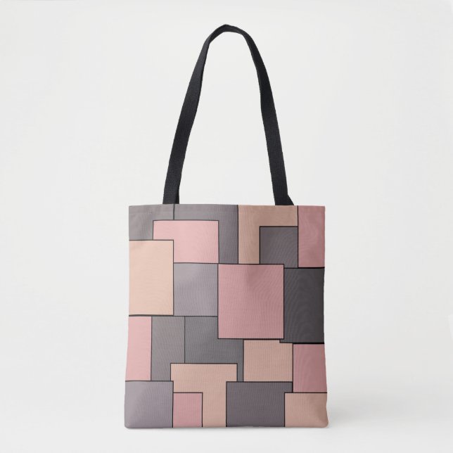 Tote Bag Motif géométrique rose violet (Devant)