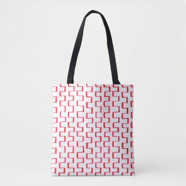 Tote Bag Motif géométrique rouge tout-sur-impression (Devant)